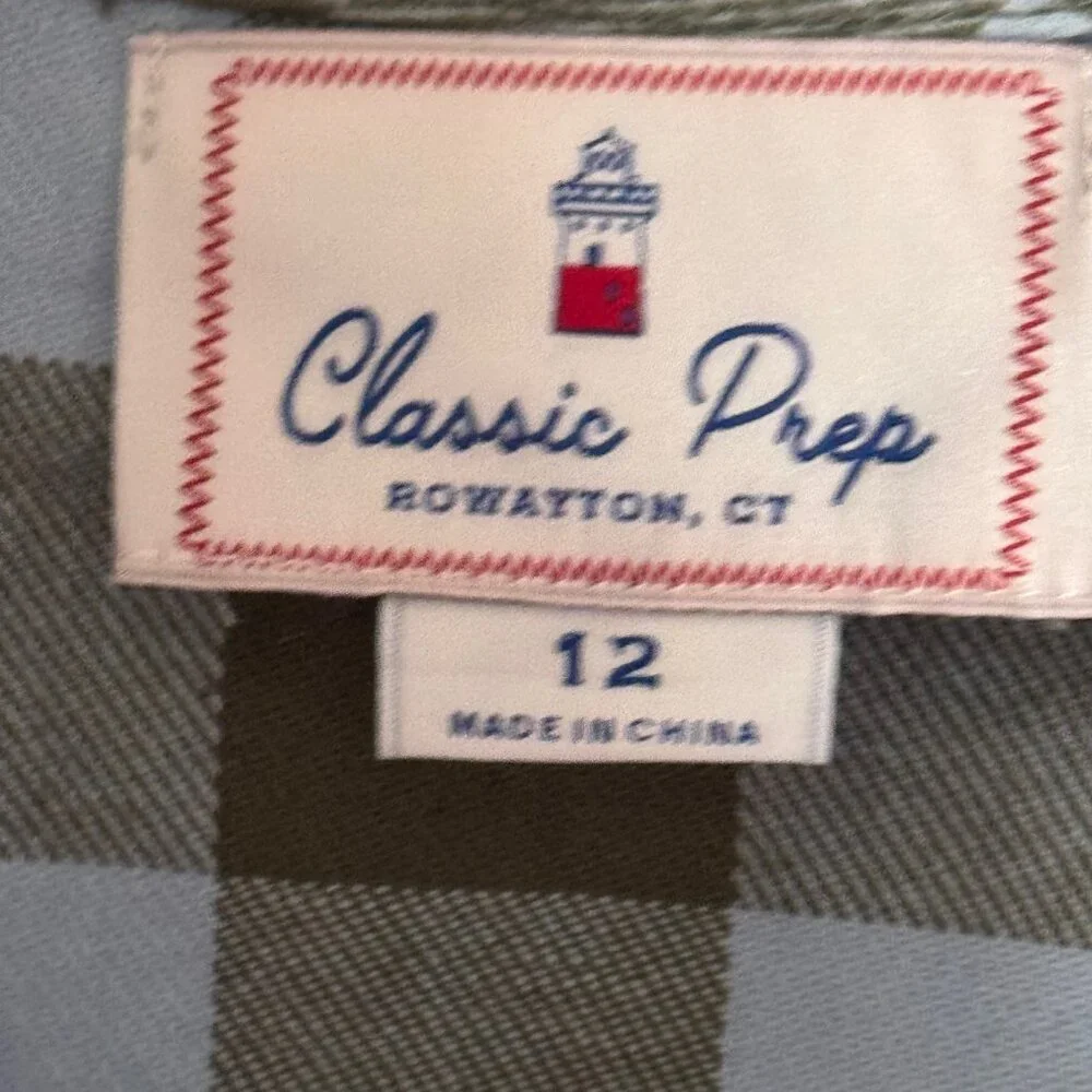 New Classic Prep Girls Marlowe Shirtdress Moonrise Gingham Flannel Size 12